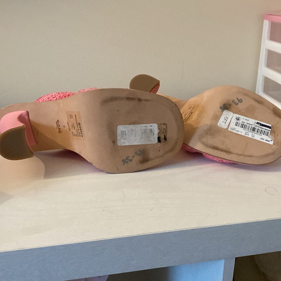 COACH’s Quintin 60MM Crochet leather sculptural heel sandals NEW Barbie Pink  8 - Picture 6 of 6